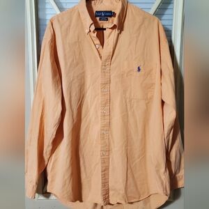Ralph Lauren Men's Peach Button-Down Shirt, Blake 100% Cotton